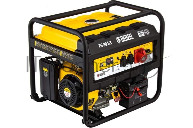 Генератор бензиновый DENZEL PS 80 E-3, 6,5 кВт, 400В, 25л 946954