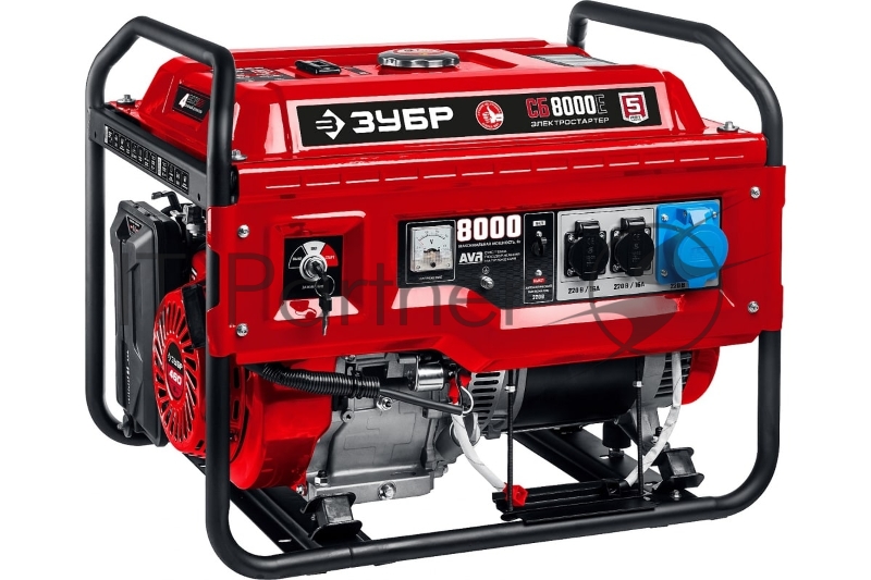 Бензиновый генератор с электростартером, 8000 Вт, ЗУБР СБ-8000Е
