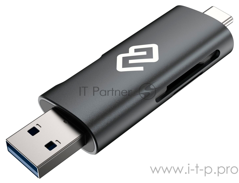 Устройство чтения карт памяти USB 2.0/Type C Digma CR-СU2520-G серый