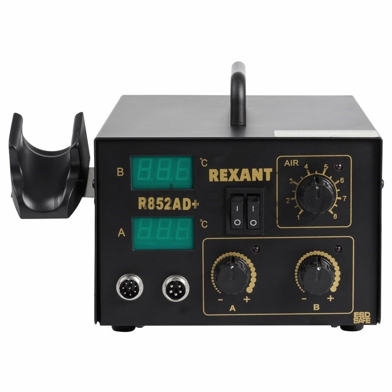 Паяльная станция REXANT, 2 в 1: паяльник+термофен, с цифровым дисплеем, 100-480 °С