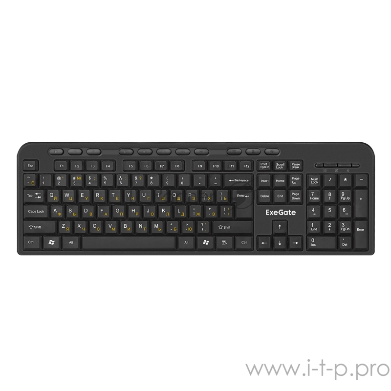 Комплект беспроводной ExeGate EX286220RUS Professional Standard Combo MK240 (клавиатура полноразмерная 115кл. + мышь оптическая 800/1000/1200dpi, 4 кнопки и колесо прокрутки USB, 2,4 ГГц, радиус действия до 12м, черный)
