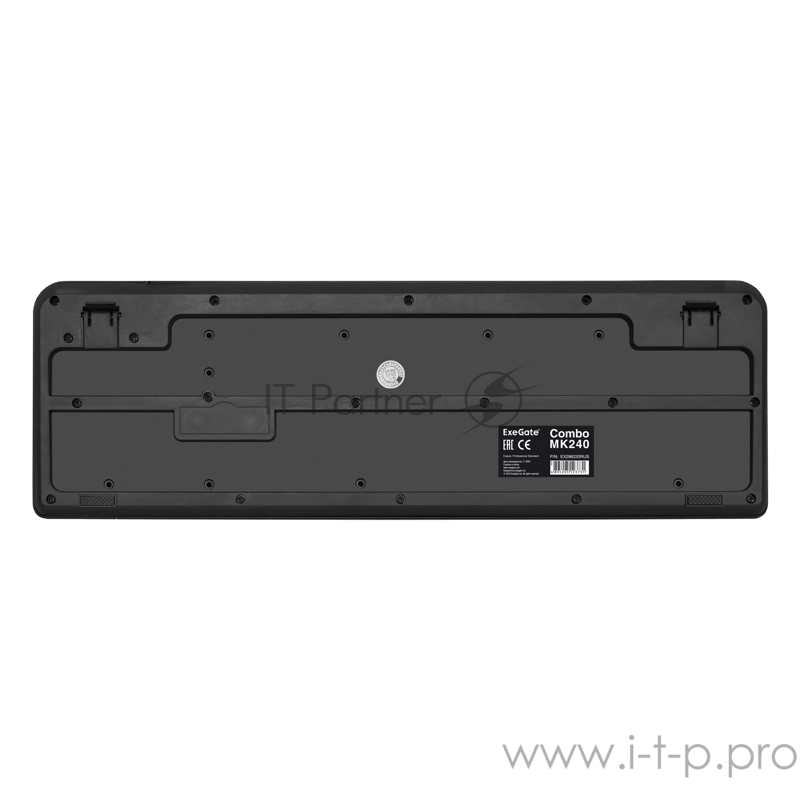 Комплект беспроводной ExeGate EX286220RUS Professional Standard Combo MK240 (клавиатура полноразмерная 115кл. + мышь оптическая 800/1000/1200dpi, 4 кнопки и колесо прокрутки USB, 2,4 ГГц, радиус действия до 12м, черный)