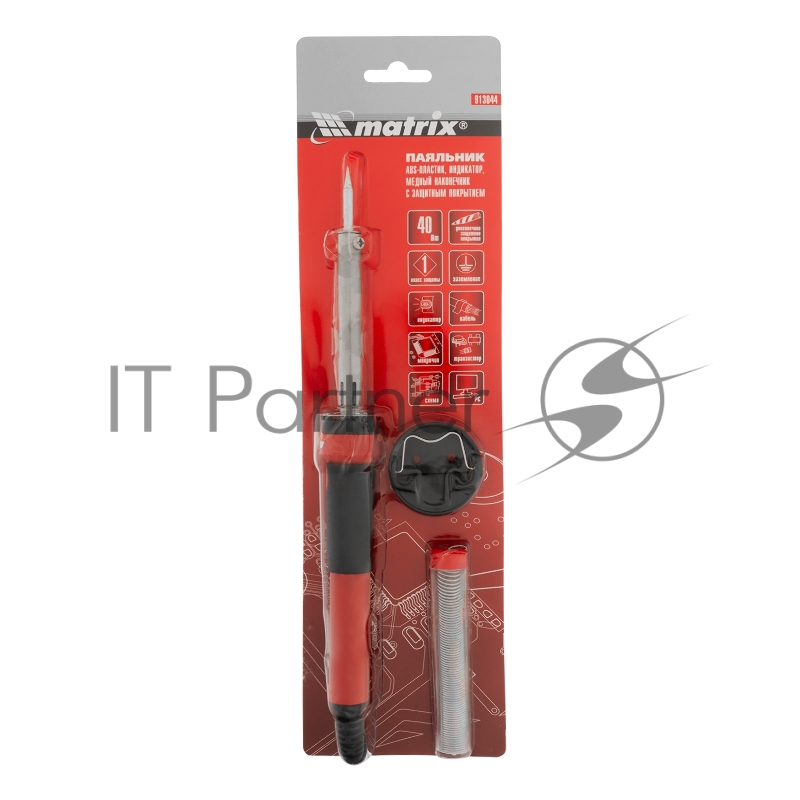 Паяльник MATRIX, пл.ABS, класс защиты 1, индикатор,медный наконеч. с долговеч. покрытием,220В,40W// MATRIX 913044