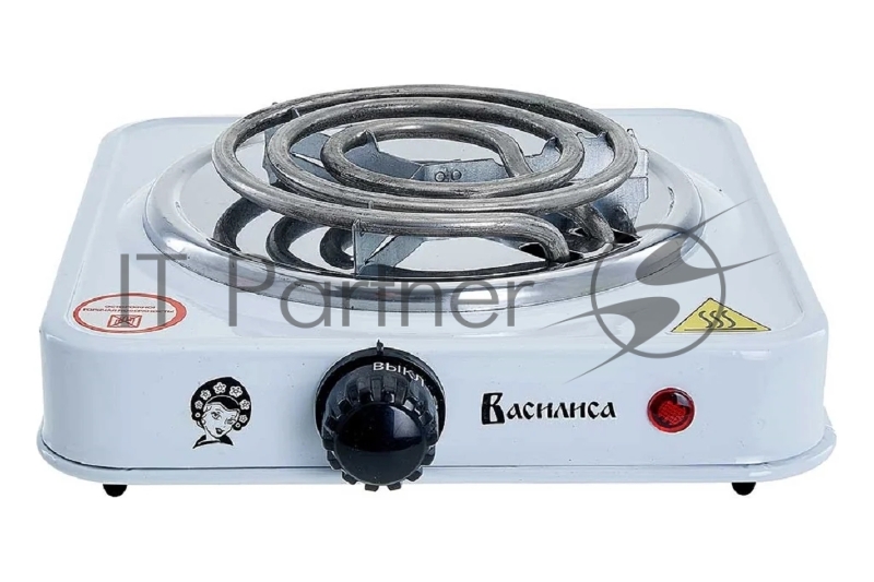 Плитка электрическая ВАСИЛИСА ВА-901 спираль одноконфорочная белая 1000 Вт (РОССИЯ)