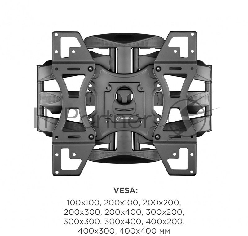 Кронштейн ONKRON Кронштейн ONKRON/ 32-60 макс 400*400, наклон -5°/+8° поворот ±140° Макс нагрузка 45,5кг, от стены 49-491мм, черный