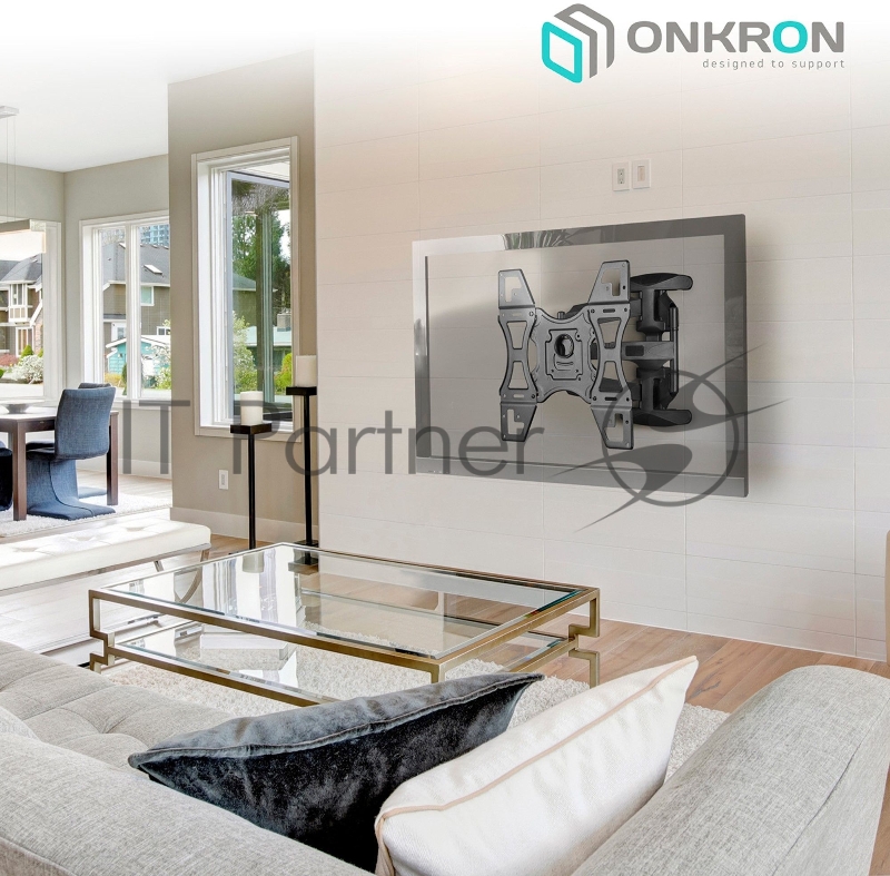 Кронштейн ONKRON Кронштейн ONKRON/ 32-60 макс 400*400, наклон -5°/+8° поворот ±140° Макс нагрузка 45,5кг, от стены 49-491мм, черный