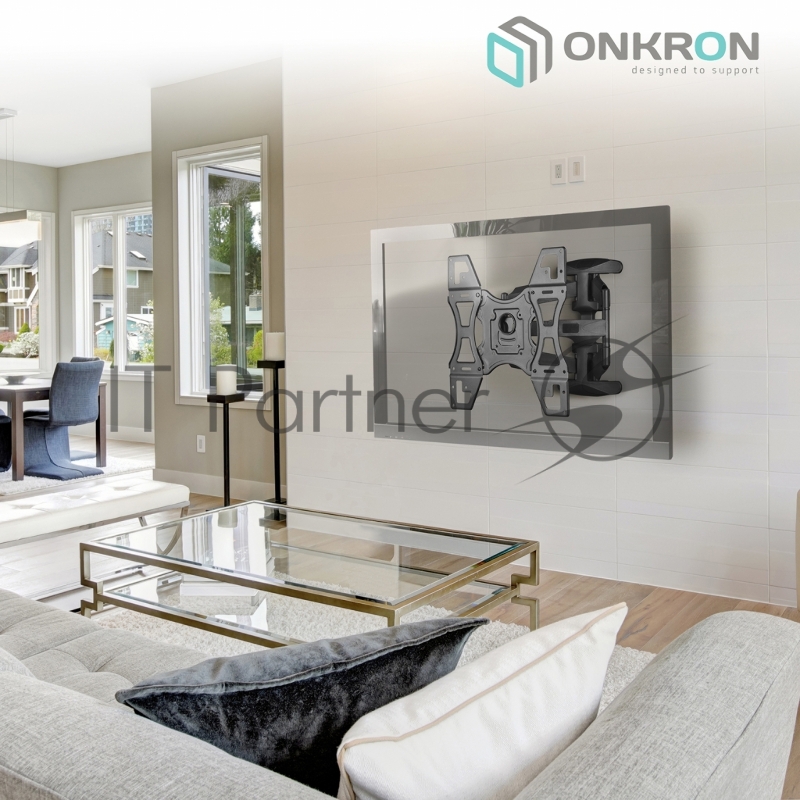 Кронштейн ONKRON Кронштейн ONKRON/ 32-60 макс 400*400, наклон -5°/+8° поворот ±140° Макс нагрузка 45,5кг, от стены 49-491мм, черный