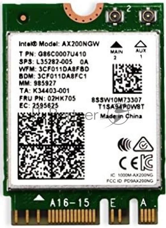 Плата сетевого контроллера Intel Wi-Fi 6 AX200, 2230, 2x2 AX+BT, vPro, 985897