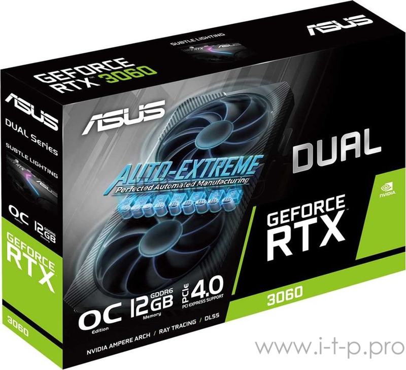 Видеокарта Asus PCI-E 4.0 DUAL-RTX3060-O12G-V2 LHR NVIDIA GeForce RTX 3060 12288Mb 192 GDDR6 1837/15000/HDMIx1/DPx3/HDCP Ret