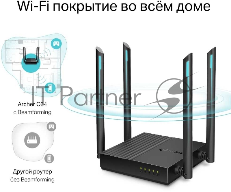 TP-Link Archer C64 AC1200 Беспроводной двухдиапазонный MU-MIMO маршрутизатор