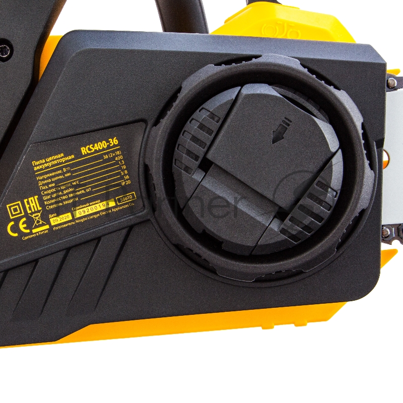Цепная пила аккумуляторная бесщет. DENZEL RCS400-36, Li-ion, 36 В, 4 Ач, шина 400 мм/ 58610
