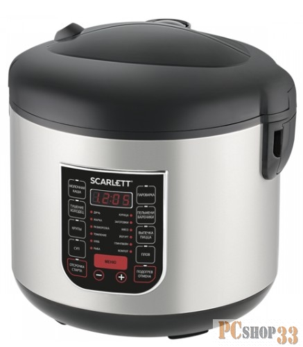 Мультиварка Scarlett SC-MC410S27 (черный) Мощность, Вт: 900 Количество программ: 22 Функция подогрева: Да Съёмная чаша: Трехслойное антипригарное покрытие Объем чаши, л: 5 Аксессуары в комплекте: ложка для перемешивания, мерный стакан, емкость для пр