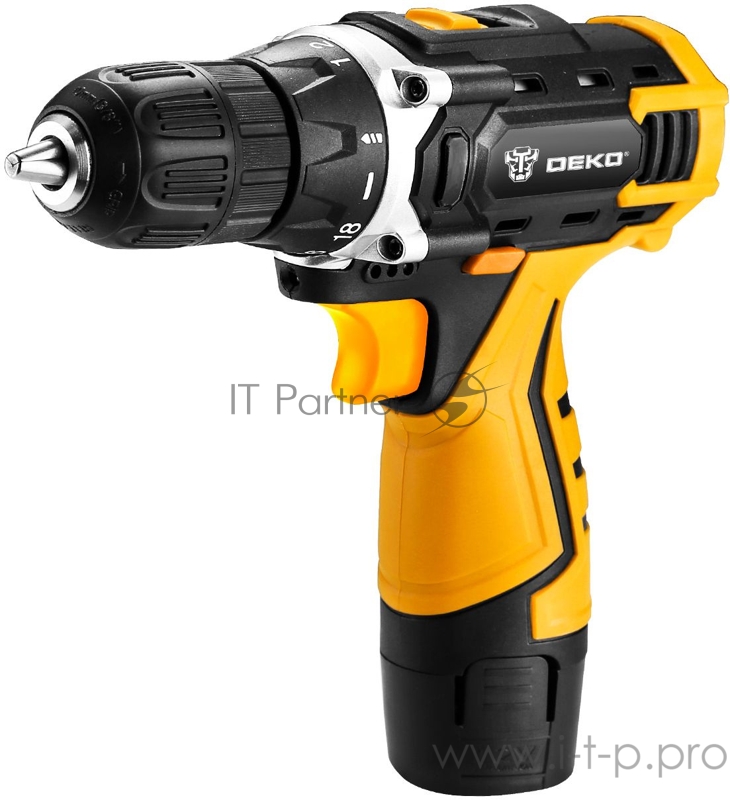 Аккумуляторная дрель DEKO DKCD12FU-Li в кейсе + набор инструментов для дома 104 шт, 12В, 1x2.0 Ач,