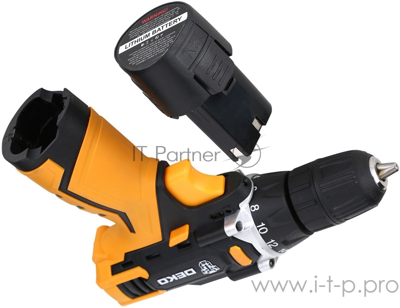 Аккумуляторная дрель DEKO DKCD12FU-Li в кейсе + набор инструментов для дома 104 шт, 12В, 1x2.0 Ач,