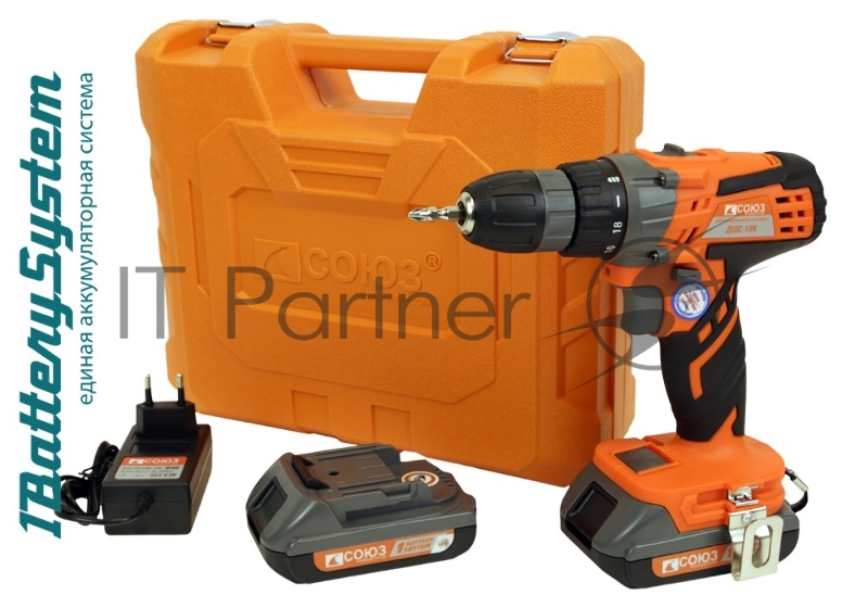 Дрель аккумуляторная СОЮЗ ДШС-18К 18 В, 1BatterySystem, 2 акк. 2 Ач