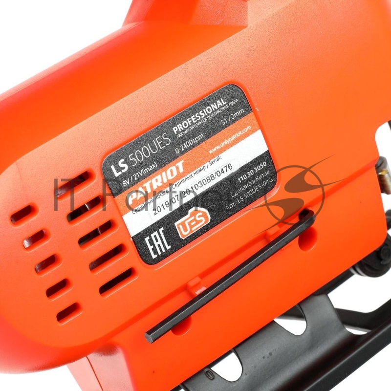Лобзик Аккумуляторный PATRIOT LS 500UES. 0-2400об/мин. Дерево/железо: 51мм/2мм, Маятниковый ход: 4позиции.