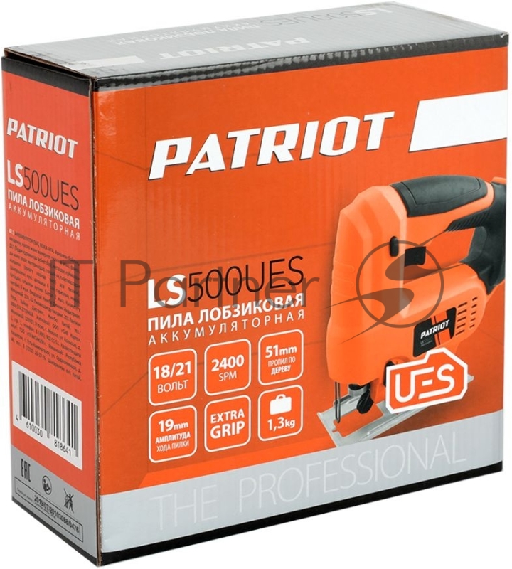 Лобзик Аккумуляторный PATRIOT LS 500UES. 0-2400об/мин. Дерево/железо: 51мм/2мм, Маятниковый ход: 4позиции.