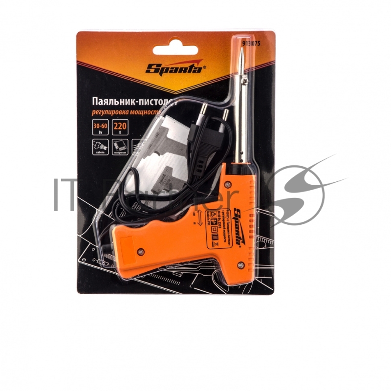 Паяльник-пистолет с регулировкой мощности SPARTA 30-60 Вт,220 В//913075