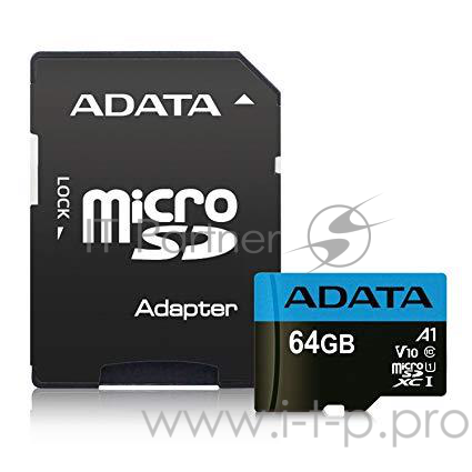 Карта памяти Micro SecureDigital 64Gb A-DATA AUSDX64GUICL10A1-RA1
