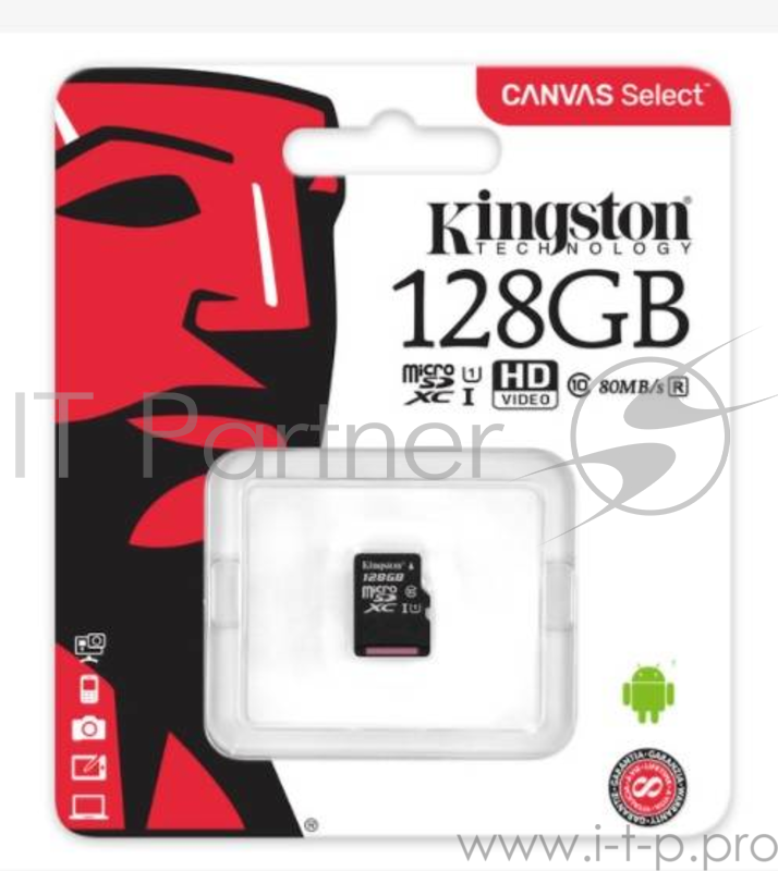 Карта памяти Micro SecureDigital 128Gb Kingston SDCS/128GBSP {MicroSDXC Class 10 UHS-I}