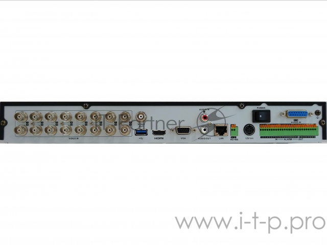 16-ти канальный гибридный HD-TVI регистратор c технологией AoC (аудио по коаксиальному кабелю) для аналоговых, HD-TVI, AHD и CVI камер + 2 IP-канала (до 32 с замещением аналоговых в Enhanced IP mode) с источником бесперебойного питания 600VA 16-ти