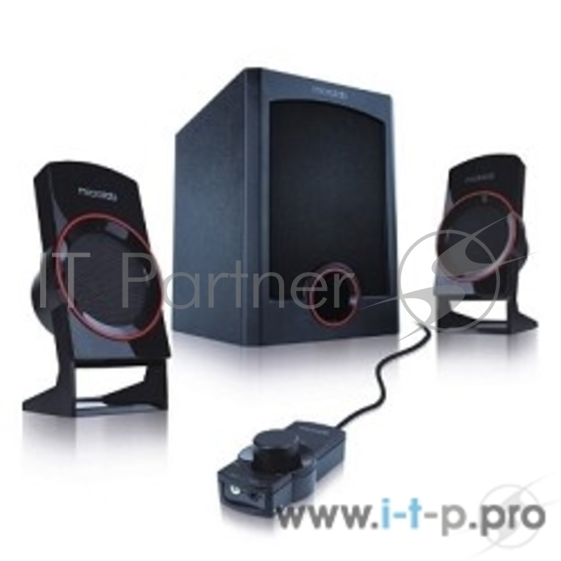Колонки MICROLAB M111 черные {2.1, 2 колонки+сабвуфер дерево, 17W RMS, 30Hz-20000Hz, ДУ-проводной}