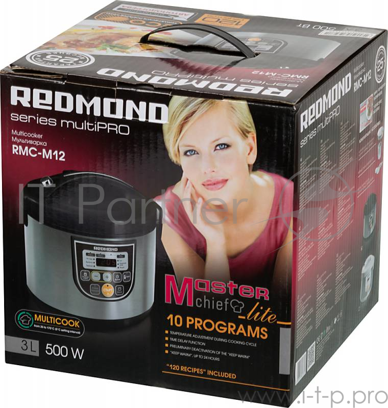 Мультиварка Redmond RMC-M12 3л 500Вт черный/серебристый