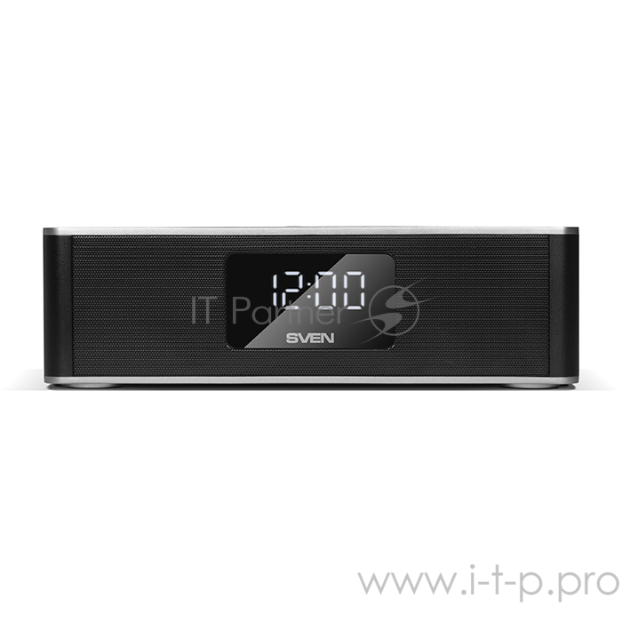 Колонки SVEN PS-190, черный-серебро (10 Вт, Bluetooth, FM, USB, microSD, LED-дисплей, часы, 2000мА*ч)