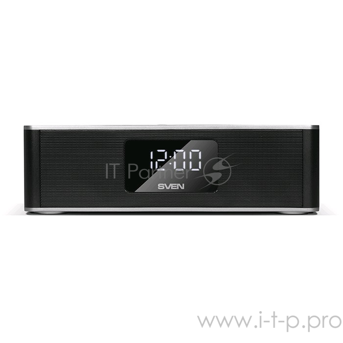 Колонки SVEN PS-190, черный-серебро (10 Вт, Bluetooth, FM, USB, microSD, LED-дисплей, часы, 2000мА*ч)