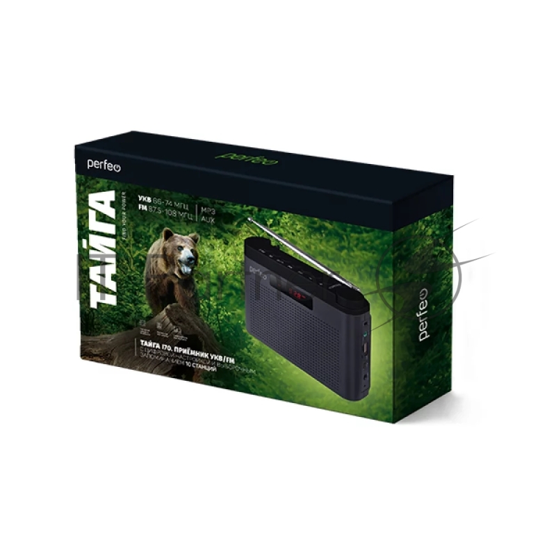 Радиоприемник Perfeo цифровой ТАЙГА FM+ 66-108МГц/ MP3/ встроенный аккум,USB/ черный (I70BK) (PF_C4939)