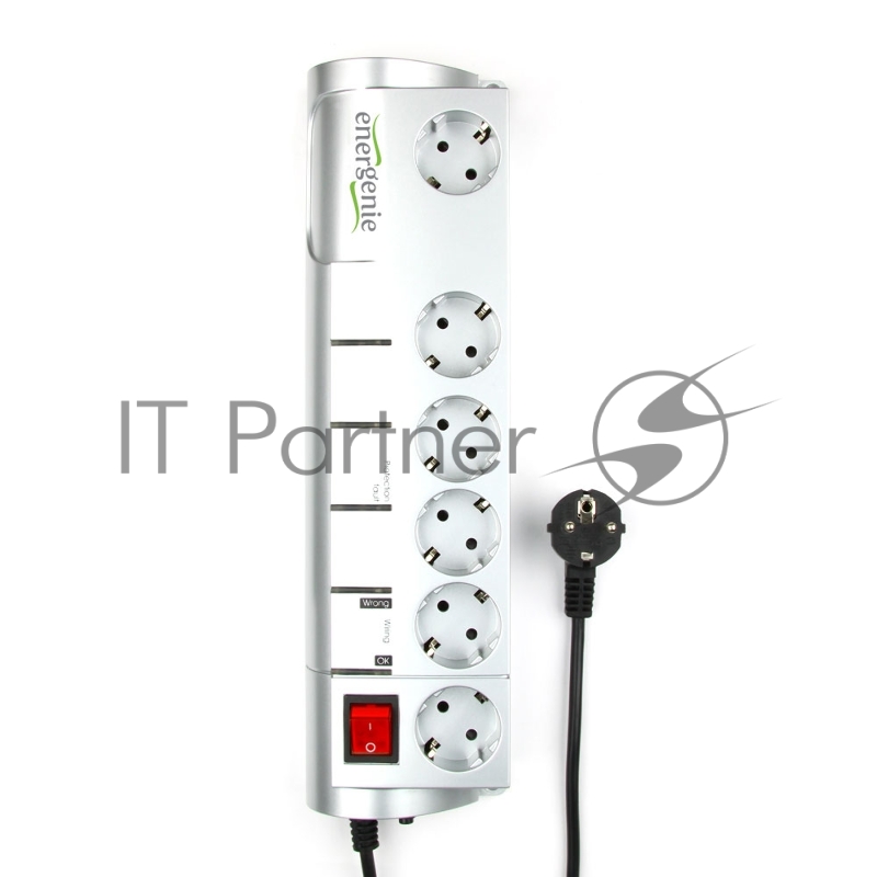 Сетевой фильтр Energenie SISN-BLACK-10 3м, 10А, серебристый