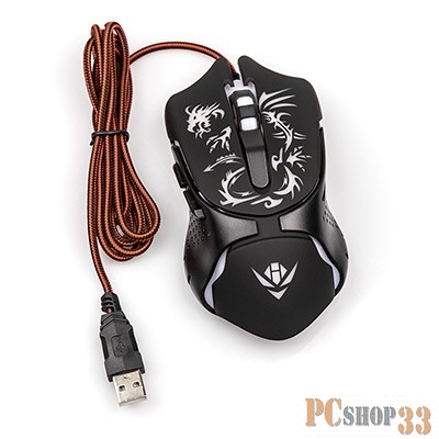 Мышь MOG-25U Nakatomi Gaming mouse - игровая, 6 кнопок + ролик, 7-ми цветная подсветка, USB, черная