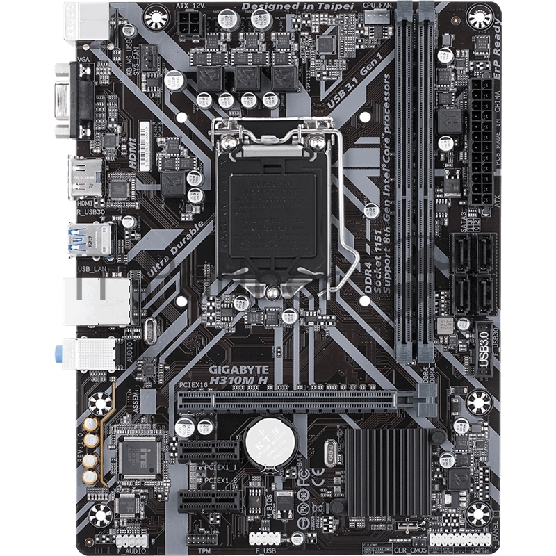 Материнская плата GIGABYTE H310M H REV1.0 LGA1151 H310 PCI-E Dsub+DVI+HDMI GbLAN SATA 2DDR4 MicroATX