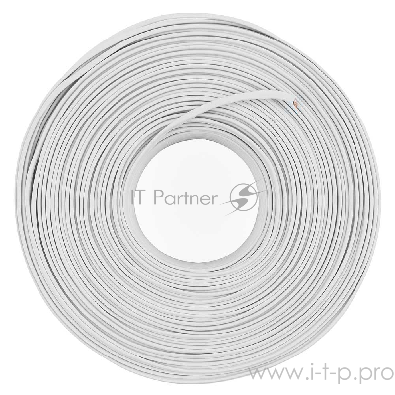 Кабель Gembird Кабель телефонный 100м (4-х жильный, 2 пары, плоский) серый/белый