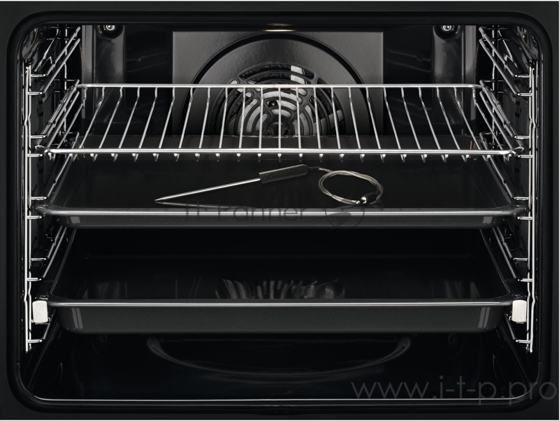 Встраиваемый духовой шкаф Electrolux SenseCook 700, основной цвет - нержавеющая сталь, утапливаемые переключатели, цветной ЖК-дисплей, электронное регулирование времени и температуры, будильник, таймер отключения, отложенный старт, хромированные нап