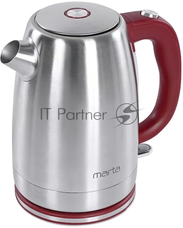 Чайник MARTA MT-4559 бордовый гранат Мощность-2250W Объем-1,7л, шкала уровня воды, автоотключение при закипании/отсутствии воды, закрытый нагревательный элемент, световой индикатор, кнопка открытия крышки