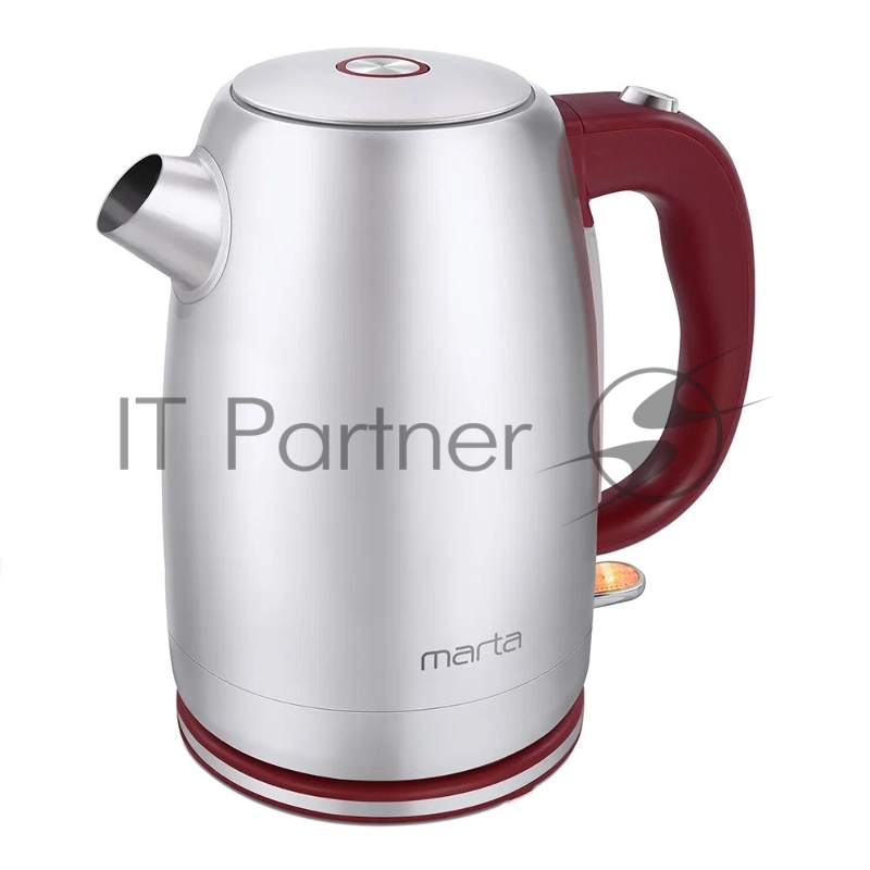 Чайник MARTA MT-4559 бордовый гранат Мощность-2250W Объем-1,7л, шкала уровня воды, автоотключение при закипании/отсутствии воды, закрытый нагревательный элемент, световой индикатор, кнопка открытия крышки