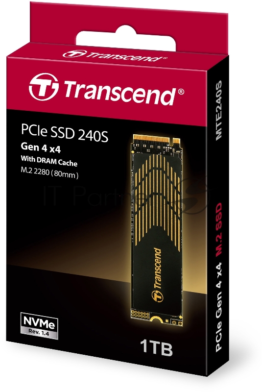 Твердотельный накопитель SSD Transcend 1Tb, M.2 2280, PCIe Gen4x4, M-Key, 3D TLC, with Dram