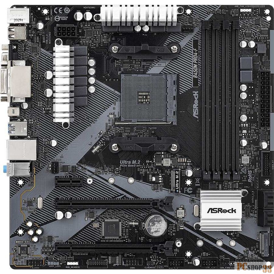 Материнская плата ASRock B450M PRO4-F R2.0 AMD B450 SAM4 MATX
