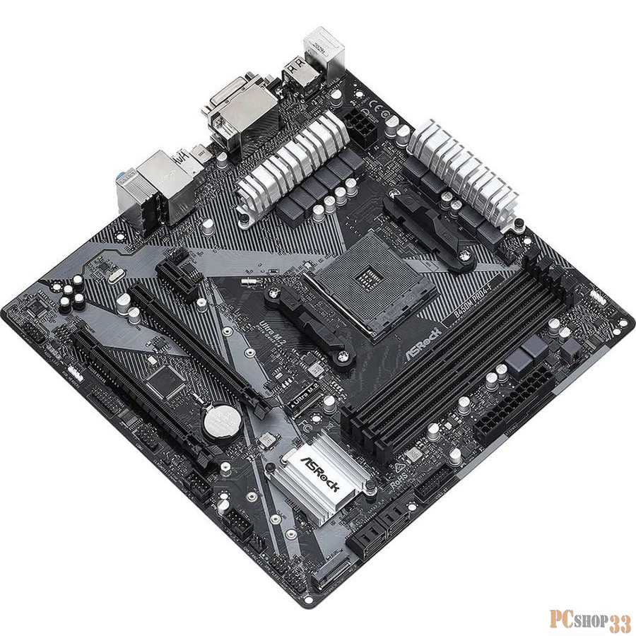 Материнская плата ASRock B450M PRO4-F R2.0 AMD B450 SAM4 MATX