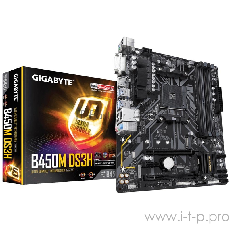 Материнская плата GIGABYTE B450M DS3H 1.1 AMD B450 SAM4 MATX