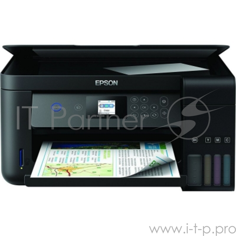 МФУ Epson L4160 A4, струйный, принтер + сканер + копир, CR, ЖК 1.45, черный (USB2.0, WiFi)