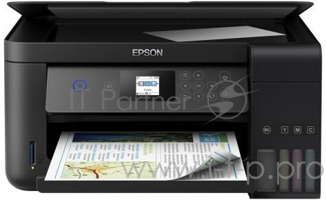 МФУ Epson L4160 A4, струйный, принтер + сканер + копир, CR, ЖК 1.45, черный (USB2.0, WiFi)
