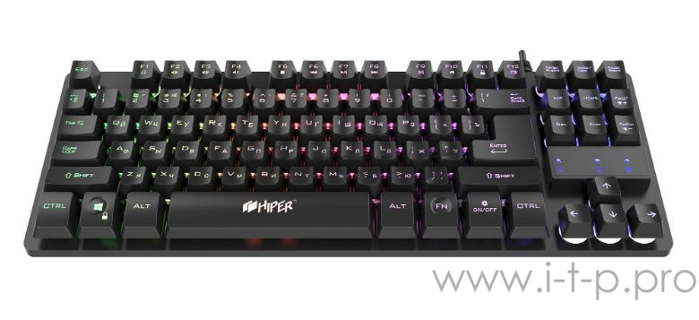 Игровая клавиатура HIPER GENOME GK-1 (87кл, мембранная, проводная, мультимедиа, 6кл anti-ghosting, RGB подсветка, кабель 1.5м)