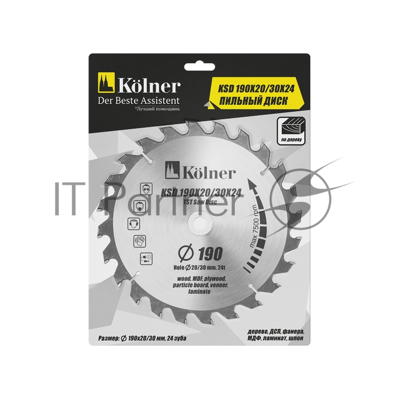 Диск пильный KOLNER KSD 190х20/30x24