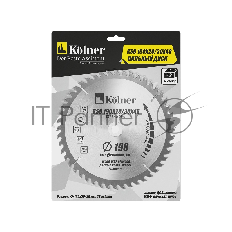 Диск пильный KOLNER KSD 190х20/30x48