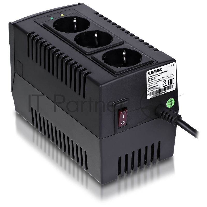 Стабилизатор напряжения SunWind AVR-1000 500Вт 1000ВА черный