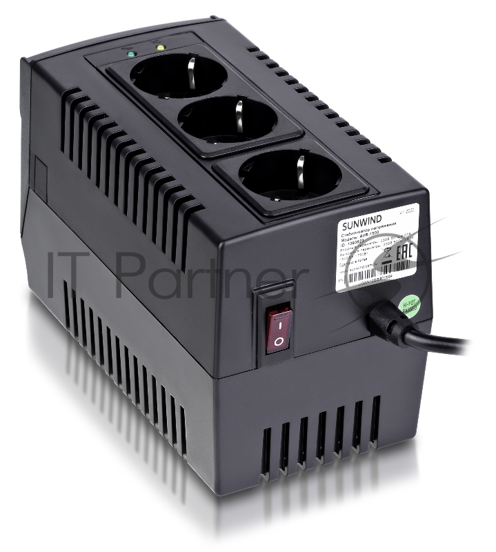 Стабилизатор напряжения SunWind AVR-1500 750Вт 1500ВА черный