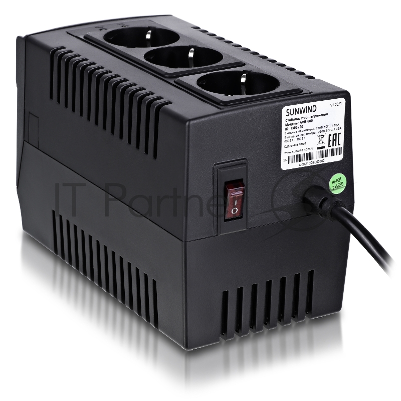 Стабилизатор напряжения SunWind AVR-600 300Вт 600ВА черный