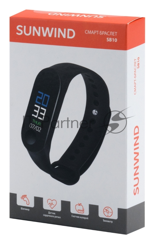 Смарт-браслет SunWind SB10 TFT корп.:черный рем.:черный (SB10B)